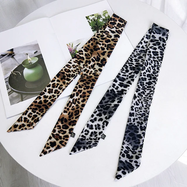 Hot 1PC Square Scarf Leopard Hair Tie Band For Women Elegant Business Print Neck Silk Satin female Scarf 10