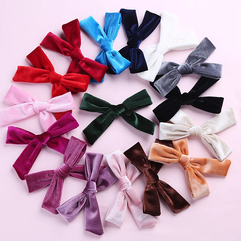 12pcs/lot Sweet Velvet Bows Girls Hair Clips,Handmade Big Bows Hair ...