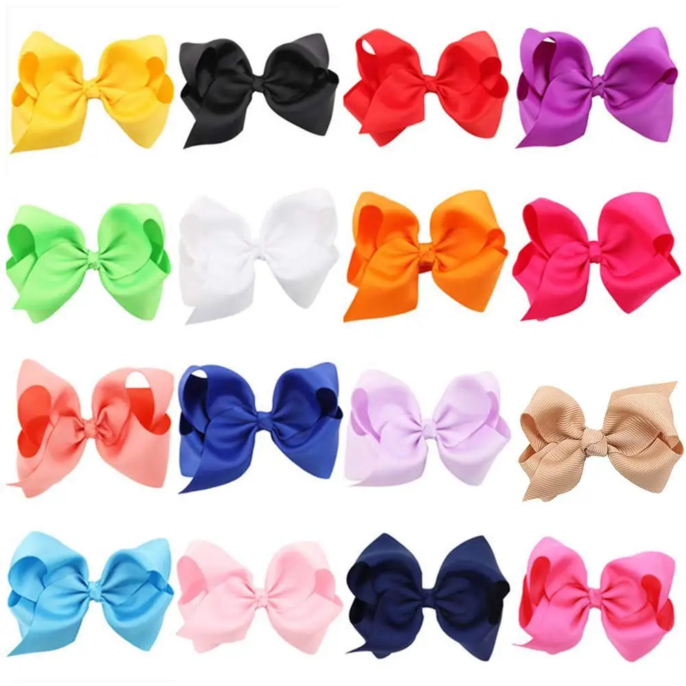 

16 Colors 4.5inch Boutique Hair Bows Girls Kids Alligator Clip Grosgrain Ribbon Headbands Hair Clips