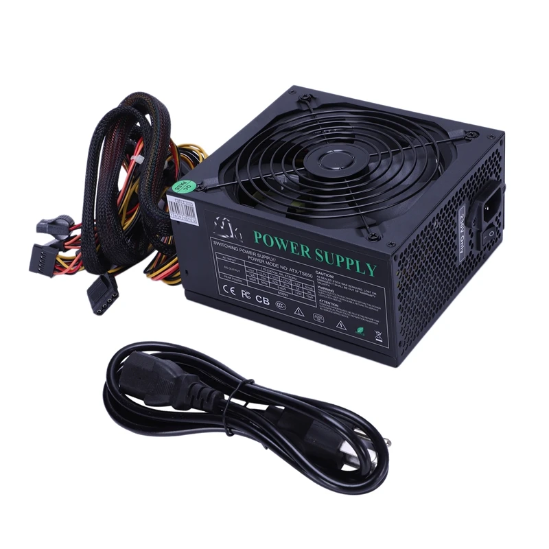 200 260 В Макс 650 Вт блок питания Psu Pfc 14 см бесшумный вентилятор 24Pin 12В ПК компьютер Sata