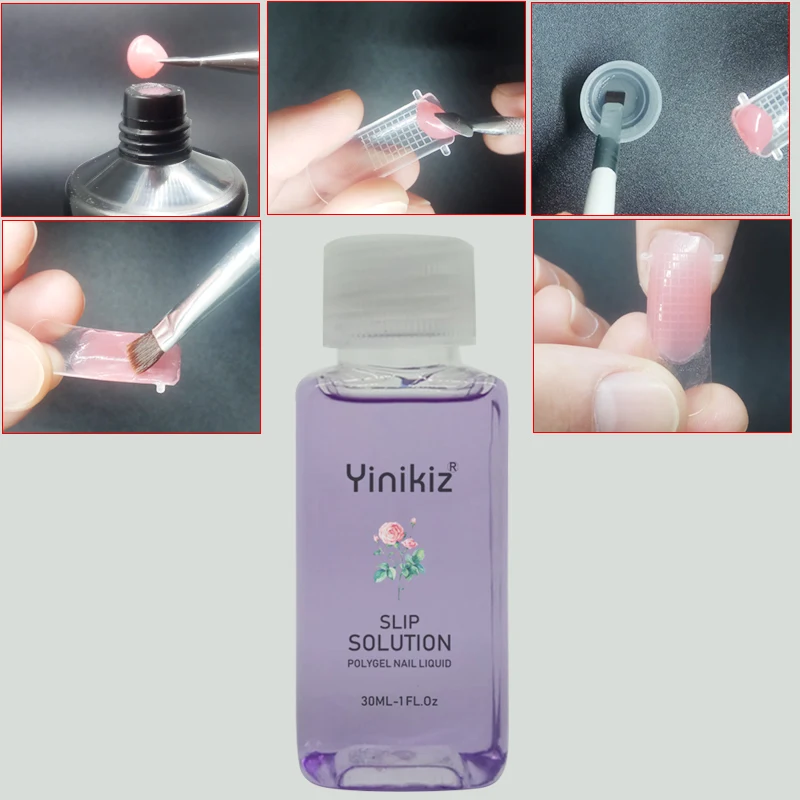 

Yinikiz Nail Liquid Slip Solution 30ml Poly Gel Uv Fast Builder Gel Extension Nail Form Tools
