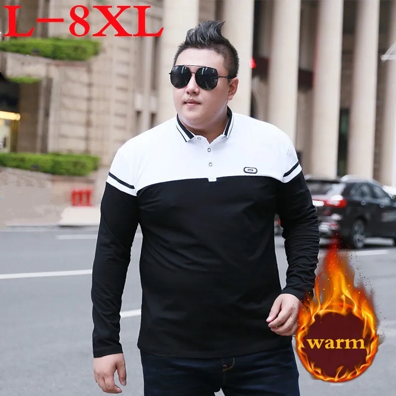 8XL 7XL 6XL Brand T Shirt Men Long T-shirt Turn-down Stripe Designer Slim Fit Loose Casual Cotton Male Plus Size | Мужская одежда
