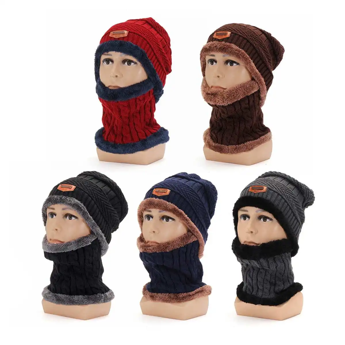

Neck Warmer Knitted Ski Bibs Hat Winter Snow Sport Snowmobile Men Women Beanie Skullies Beanies Thicken Plus Velvet Scarf Mask