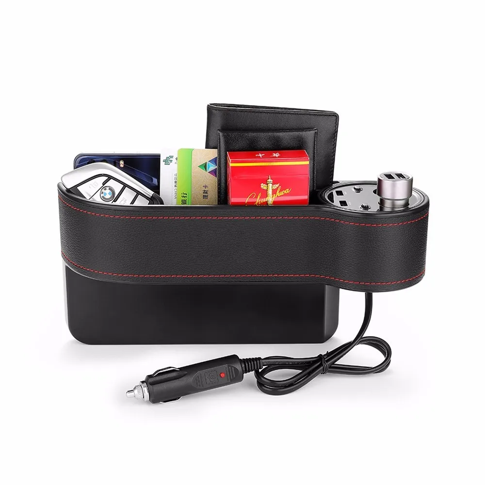 

OHANEE car cigarette lighter splitter charger with usb Digital voltage 12V 24V Storage Box Car Organizer Seat Gap Pocket