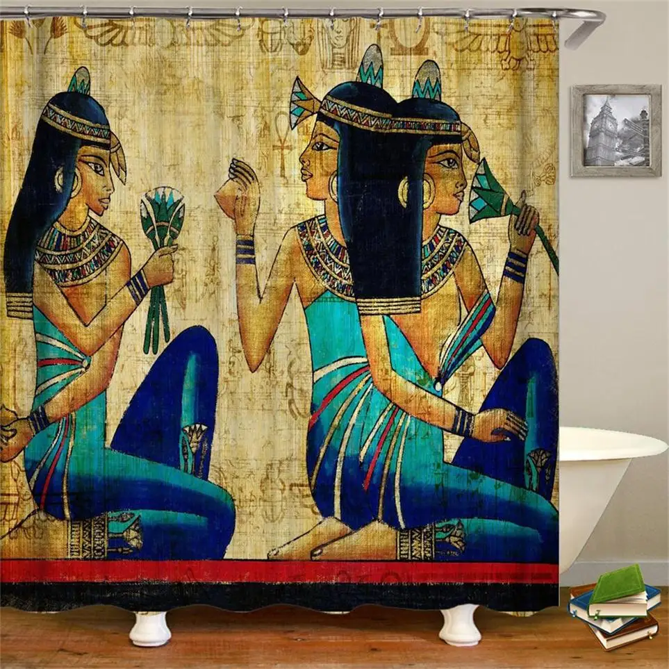 

Ancient Egyptian Art Shower Curtains Mildew Resistant Waterproof Polyester Fabric Shower Curtain