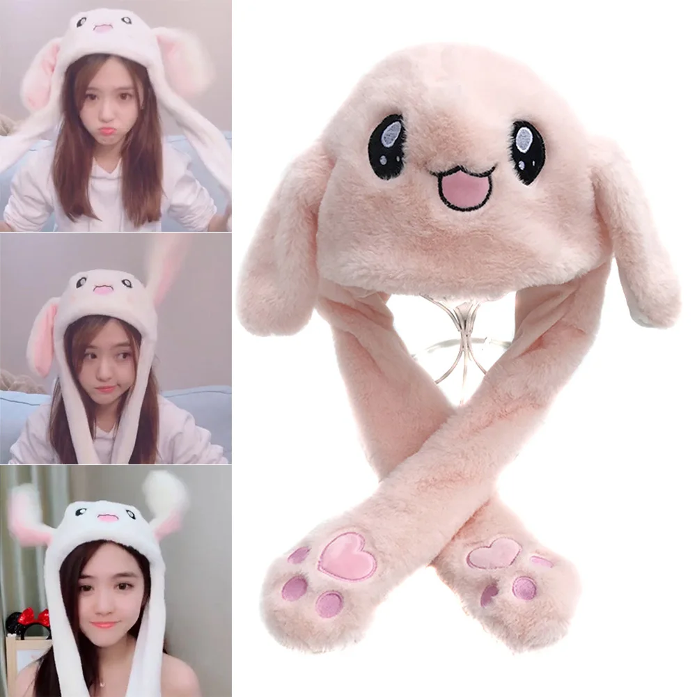 

Cute Animal Plush Bunny Hat Interesting Moving Up Down Ears Kids Girls Toys Gift YJS Dropship