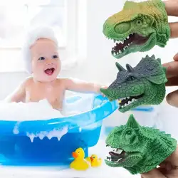 TPR мягкая резина Моделирование Зеленый динозавр голову руки кукол палец игрушки Повествование реквизит Для детей игрушка для обучения