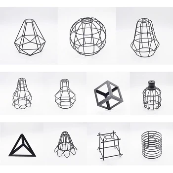 

Decorative Black Retro Style Various Industrial Wire Cage for Ceiling Pendent Light/Lamp Shade Metal Easy Fit