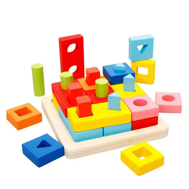 Детские деревянные строительные блоки игрушки Детские интеллектуальные головоломки Развивающие игрушки