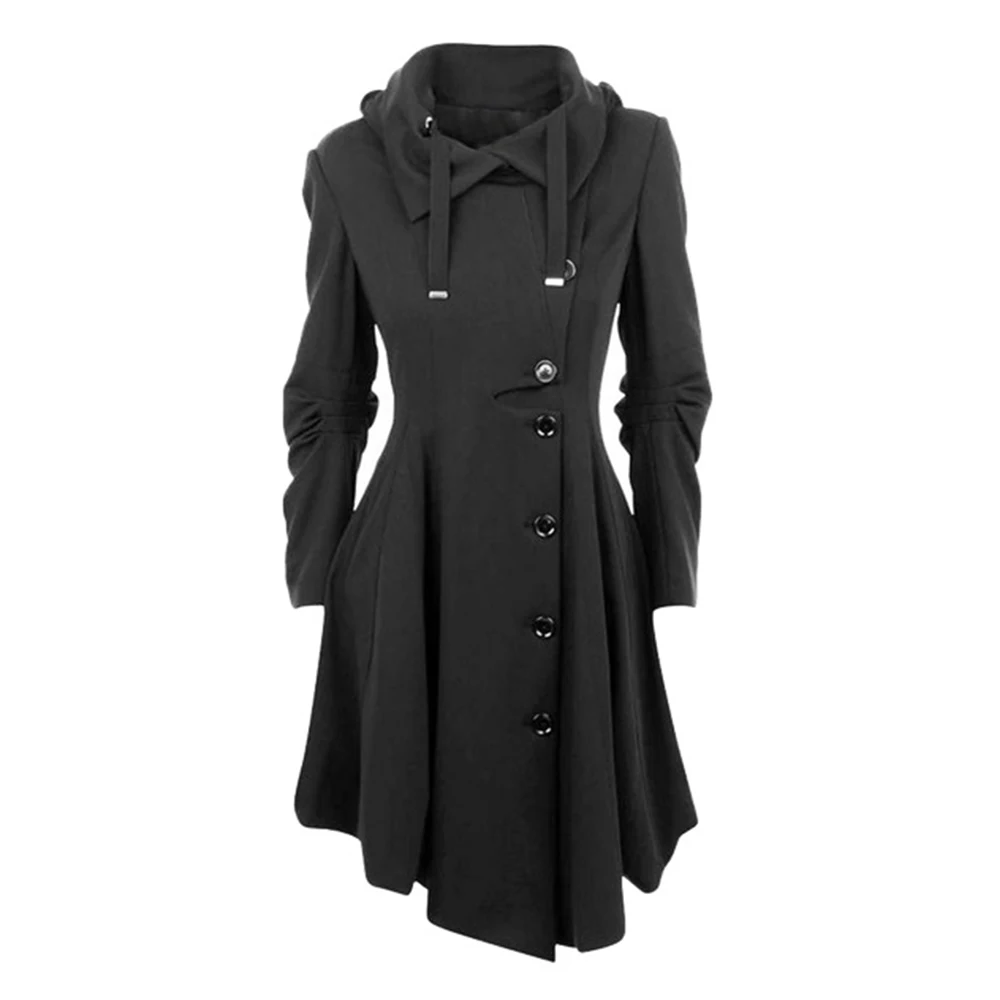 Hiver Taille La Casual 5xl À Coupe Slim Automne Poitrine Tranchée Longues Capuche Manches Femmes gray camel Black Unique Solid Plus Brown red Wine Manteau green Équipée Wipalo red vent wqExXtc