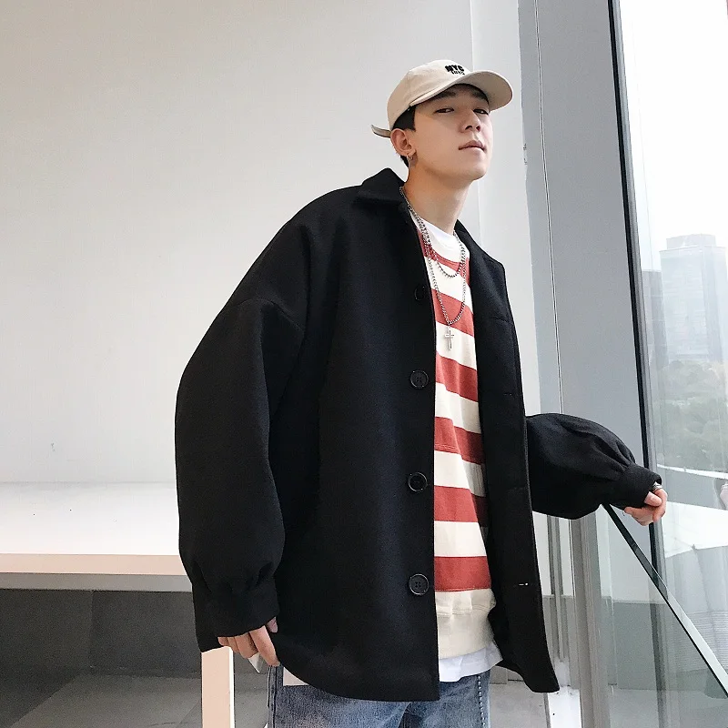 

2018Autumn And Winter New BFY Original Thickening Quilted Solid Color Korean Version Of The Coat Male Loose Jacket White / Black