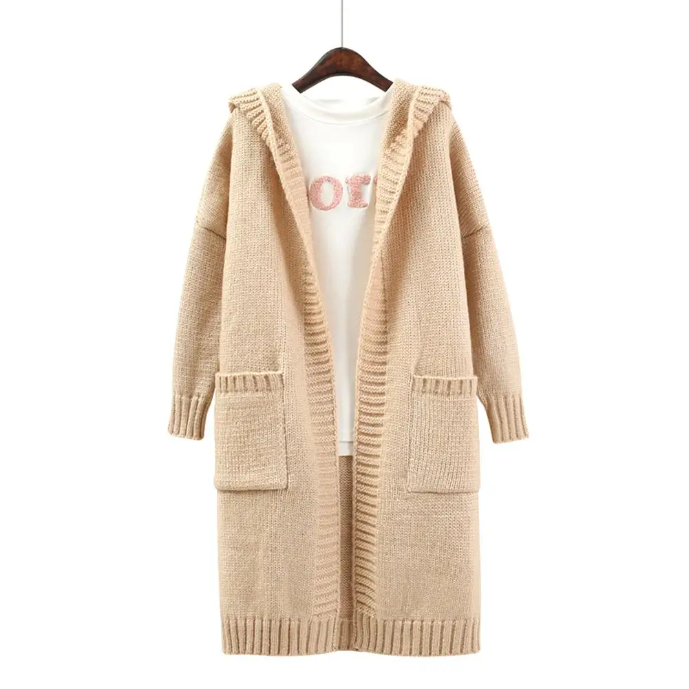

Solid Color Sweater Women Korean Style Casual Versatile Hooded Long-Sleeved Sweater Large Size Sweater Tops Autumn Winter New