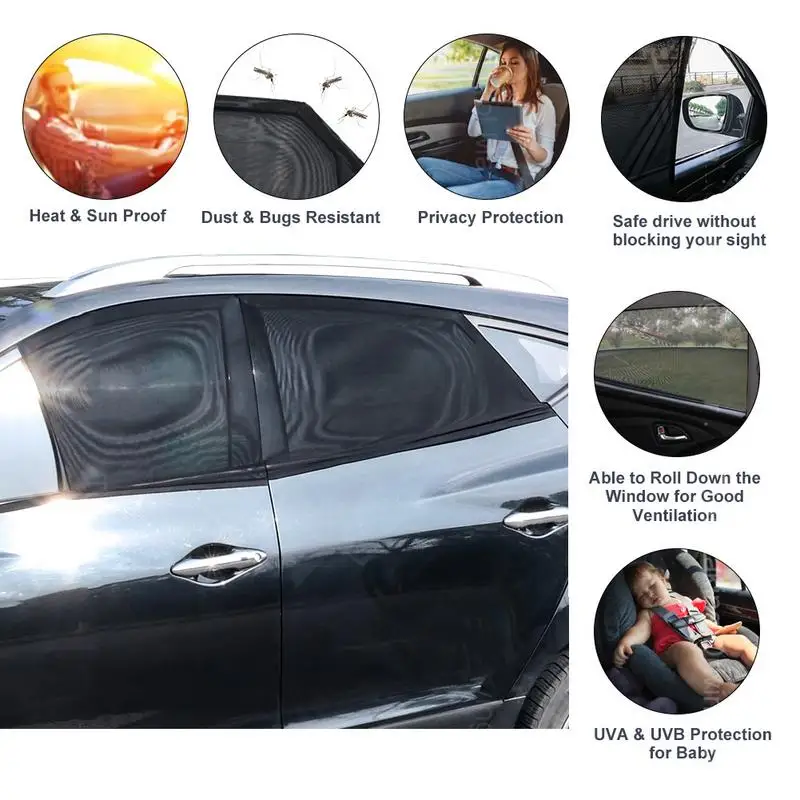 

4PCs Full Window Sunshade Polyester Sunshade Insulation UV Protection Window Protection Curtain Window Universal