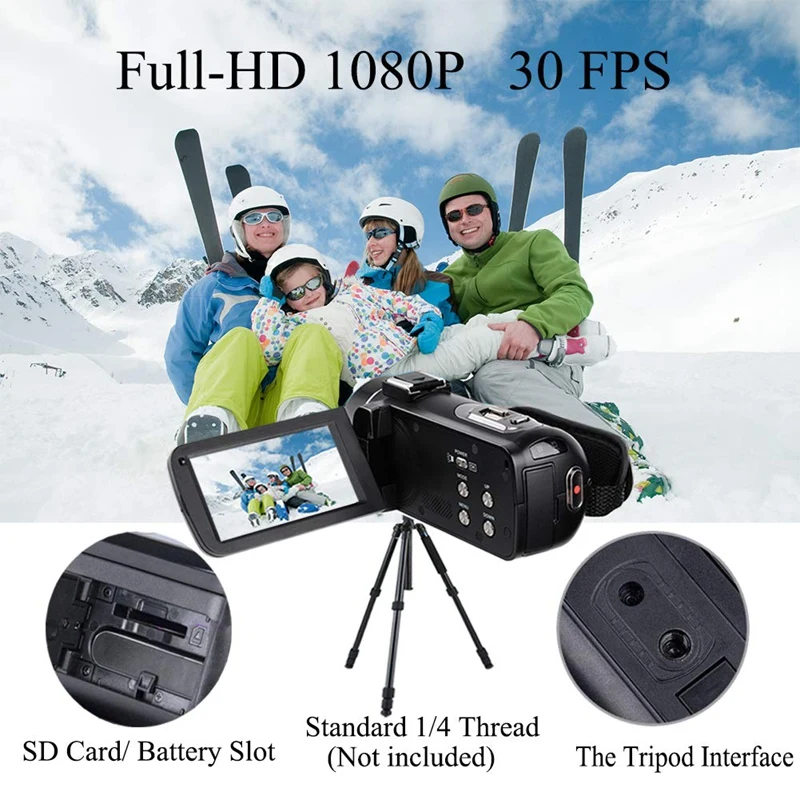 Видеокамера цифровая видеокамера Full Hd 1080P 24.0Mp 3 0 дюймов Lcd 270 градусов поворотный