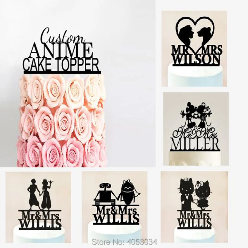 カスタマイズされたアニメウエディングケーキトッパーパーソナライズ新郎新婦かわいいカップル手作りウエディングケーキトッパーおかしい Cake Decorating Supplies Aliexpress