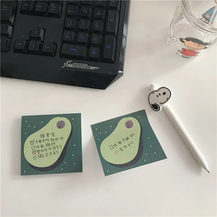 

SIXONE 50 Pages Simple Style Avocado Note book Hand account Note paper girl Student Stationery Work message kawaii memo pad