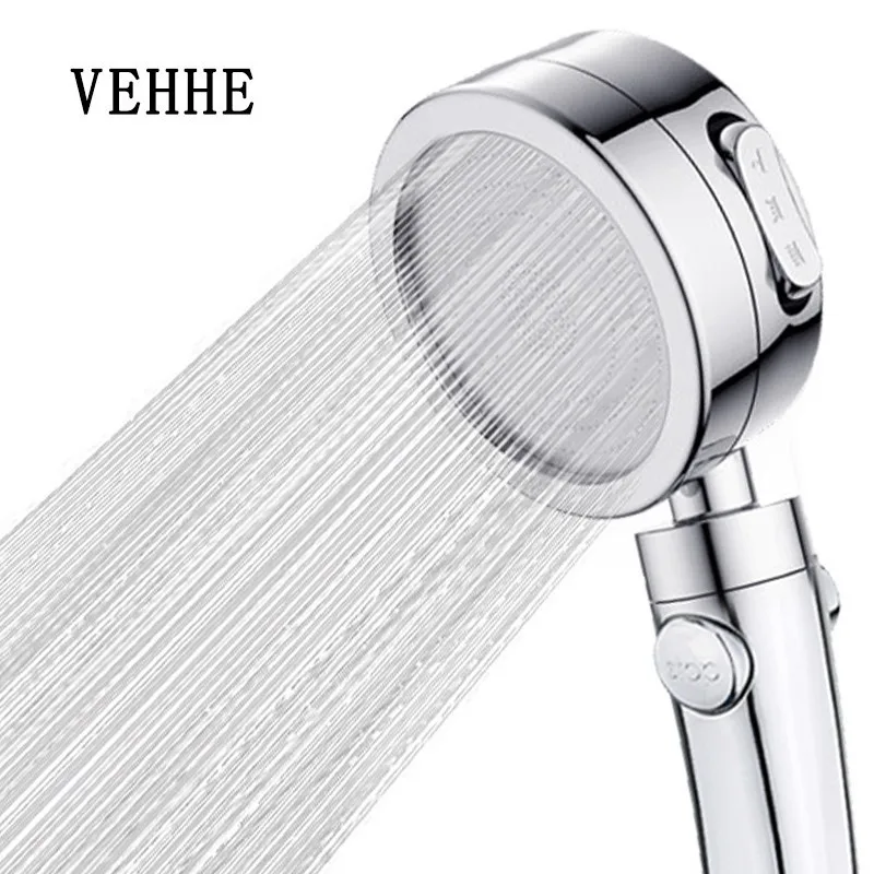 

VEHHE plating 3 modes with Switch button shower head Plastic Adjustable bathroom handled newly high pressure shower head