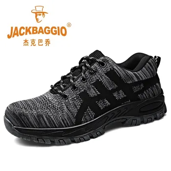 

Men breathable safety work shoes,black wear-resistant rubber sole men boots,anti-smashing puncture-proof air mesh casual shoes
