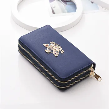 

New Double Zipper Hand Strap Ladies Long Wallet Large Capacity Multi-function Multi-card Women Clutch Bag Coin Purse B143