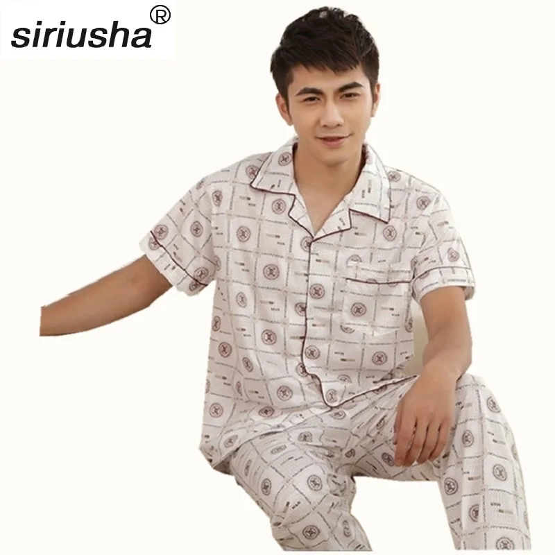 Pyjama Men Pijamas Hombre Suit Home Clothing Thermal Pajamas Sets Short-sleeve For European Size Loungewear Pijamas Lounge S93