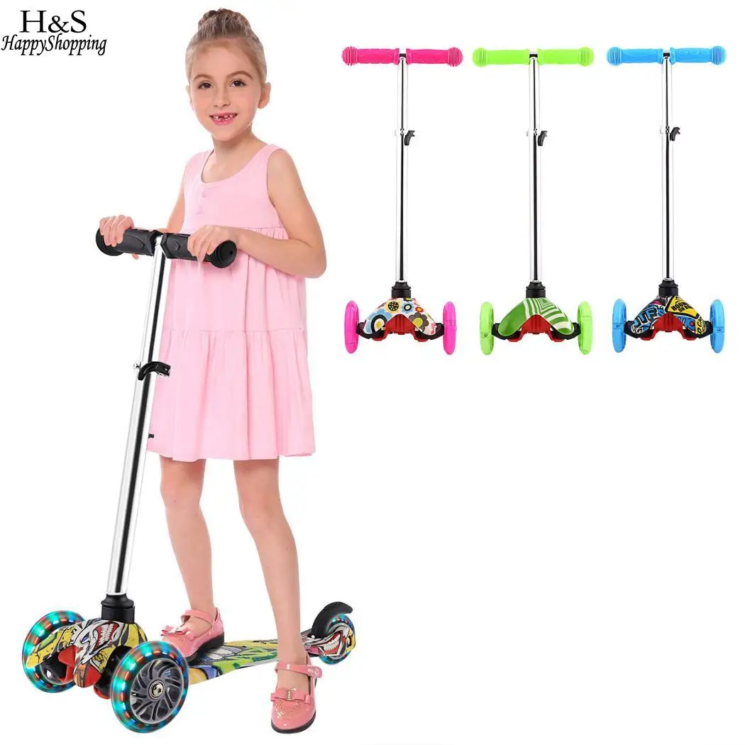

Scooter for Kids 3 Wheel T-bar Adjustable Height Handle Kick Scooters with Max Glider Deluxe PU Flashing Wheels Wide Deck for C