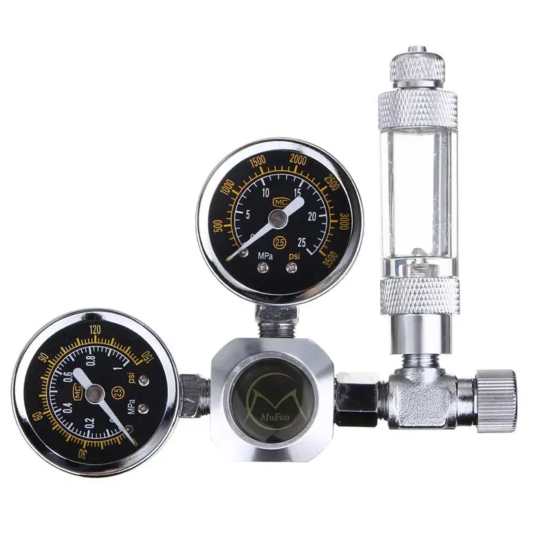 

Aquarium G5/8 CO2 Regulator Double Gauge Aluminum Alloy Acrylic Flow Meter Control Valve Reducer Welding Decompression Table