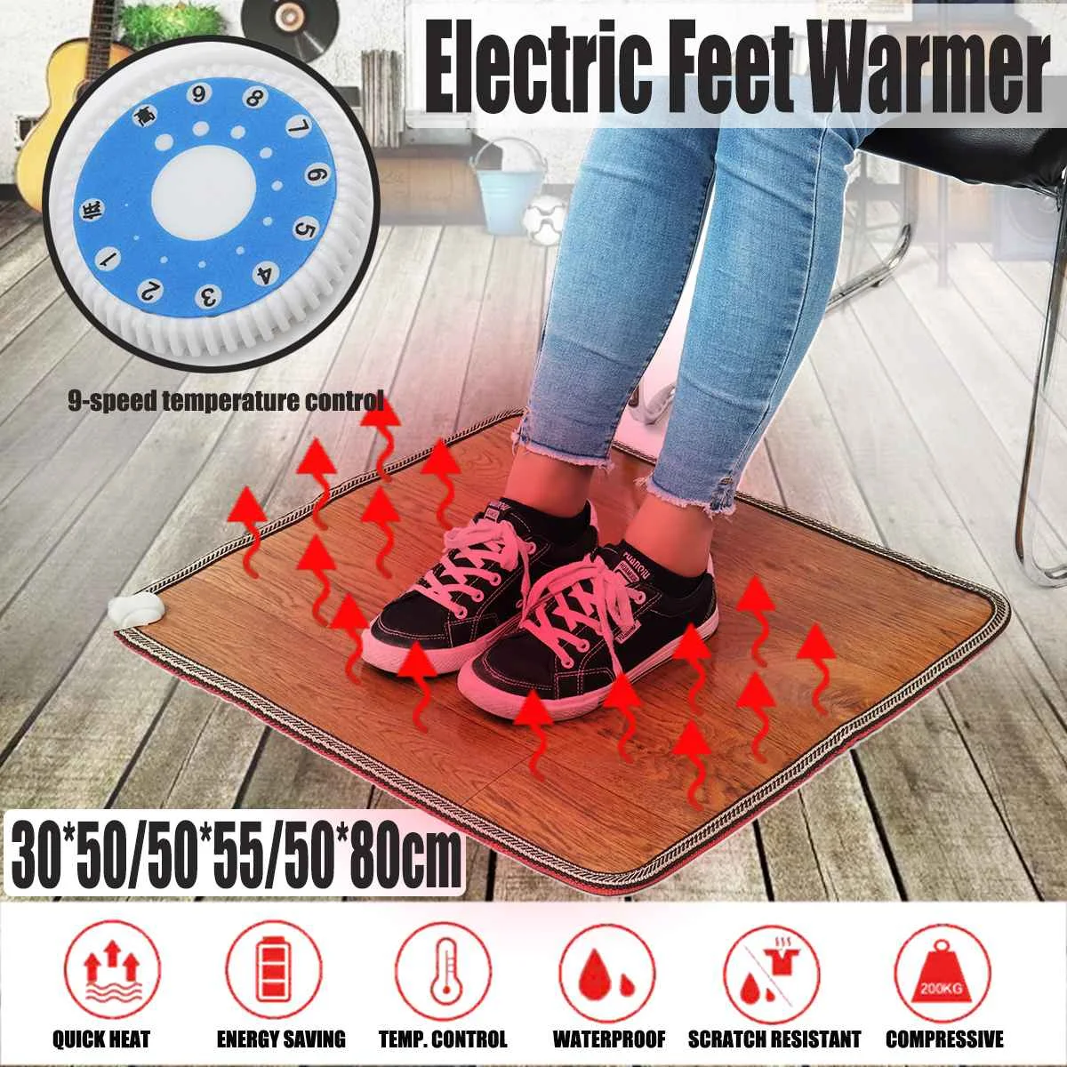 

3Sizes Electric Heating Pad Office Heating Foot Mat Warmer Winter Warm Feet Thermostat Carpet Household Warming Tools