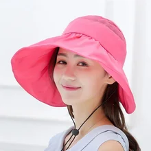 Летний Пляжный однотонный широкий с полями, солнце шляпа леди Для женщин дышащий шляпа рыбака Мода хлопок и лен простые шляпы для женщин