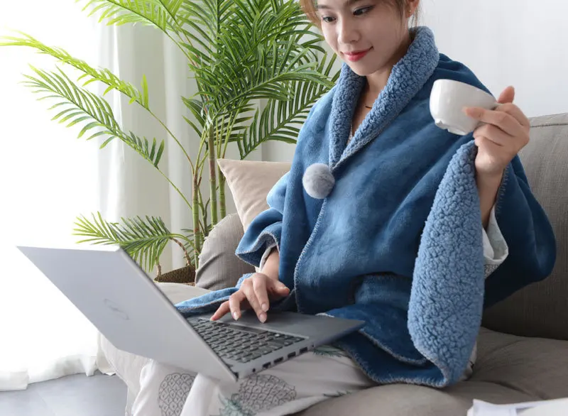 Sherpa Fleece Winter Adult Wearable Blanket With Sleeves ...