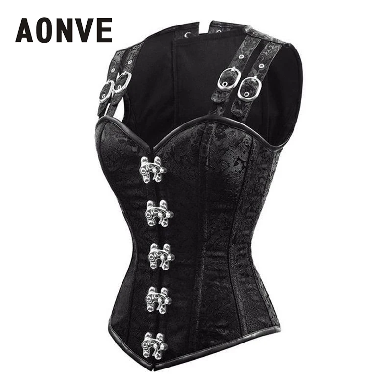 Women's Corset Steampunk Body Shapewear Woman Brown Gothic Clothes Bodice  Bustier Vintage Burlesque Goth Waist Lace-up Corsets - AliExpress