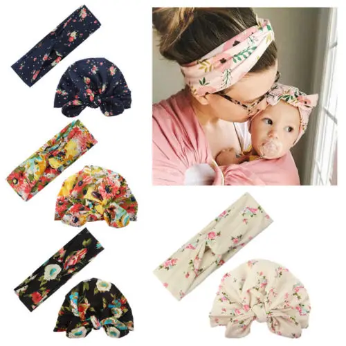 2pcs Women Kids Girls Baby Headband Rabbit Bow Knotted Turban Hair Band Headwear