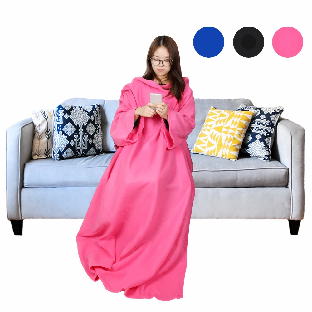 

2018 Nice Great Cuddle Blanket Throw with Sleeves Fleece Snuggle Warm Comfortable Wrap Blanket warm And Hands Free
