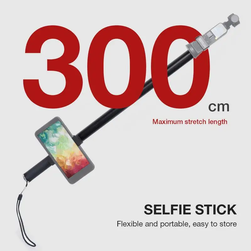 

Retractable Selfie Stick with Detachable Stand for DJI OSMO Pocket Insta 360 ONE X Universal Extra Long Aluminum Self Timer 3M