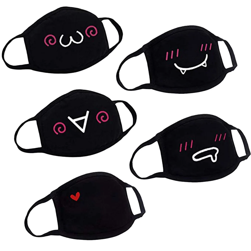 

5pcs Adorable Dustproof Anti Dust Pure Cotton Unisex Anime Mask Kpop Fashion Mask Face Mouth Mask for Boys Girls Men Women