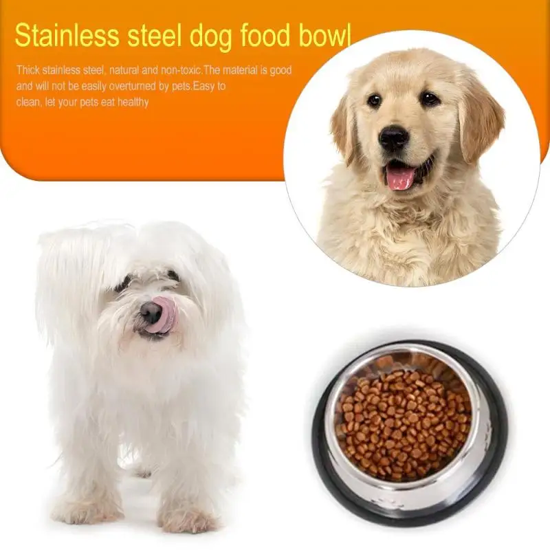 

Dog Cat Bowls Stainless Steel Travel Footprint Feeding Feeder Water Bowl For Pet Dog Cats Puppy Outdoor Food Dish 3 Sizes
