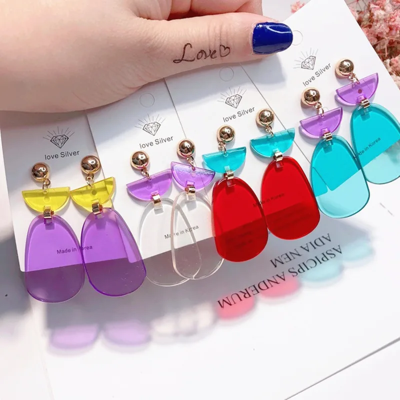

2019 Resin Exaggeration Acrylic Metal Drop Earrings Women Geometric Big Dangle Earring Party Wholesale Factory Jewelry
