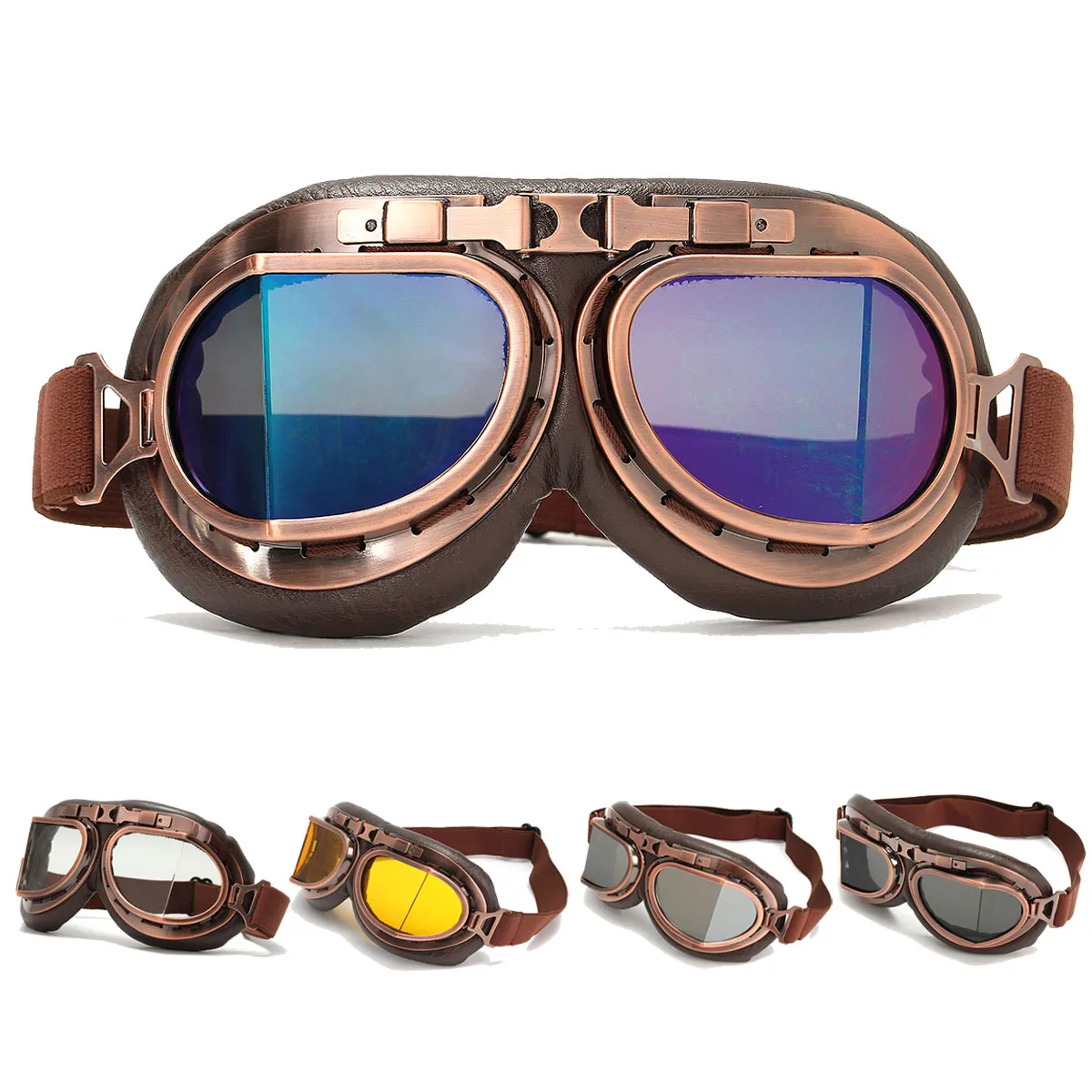 Steampunk Copper Glasses Motorcycle Eyewear Goggles Vintage for Pilot