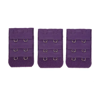 

3pcs Lady 3Row 2 Hook Adjustable Underwear Bra Strap Extension Buckle Hooks purple