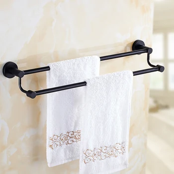 

1PC Double Towel Bar Multifunctional Stainless Steel Black Towel Hanger for Bathroom Kitchen Home