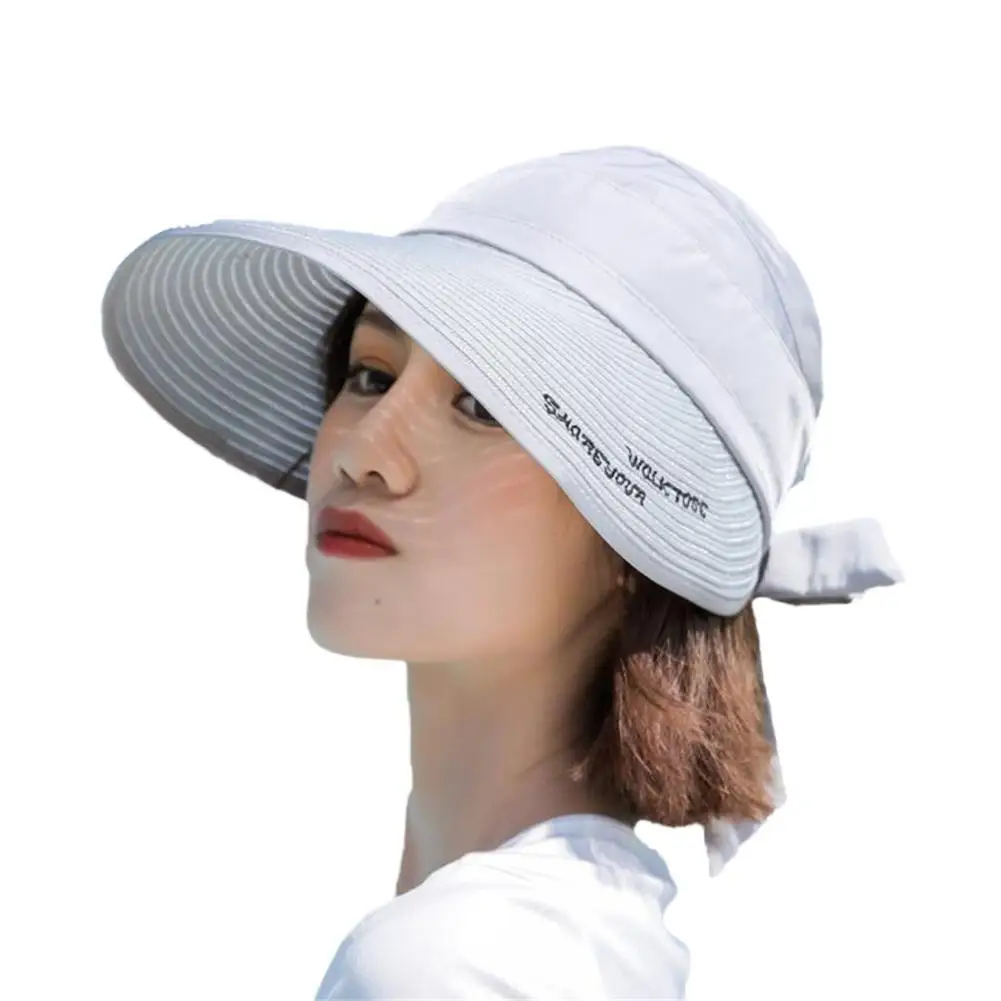 5 ألوان أزياء سيدة التطريز قبعة الشمس الأشعة فوق البنفسجية حماية قابل للتعديل الصيف شاطئ كاب بالجملة