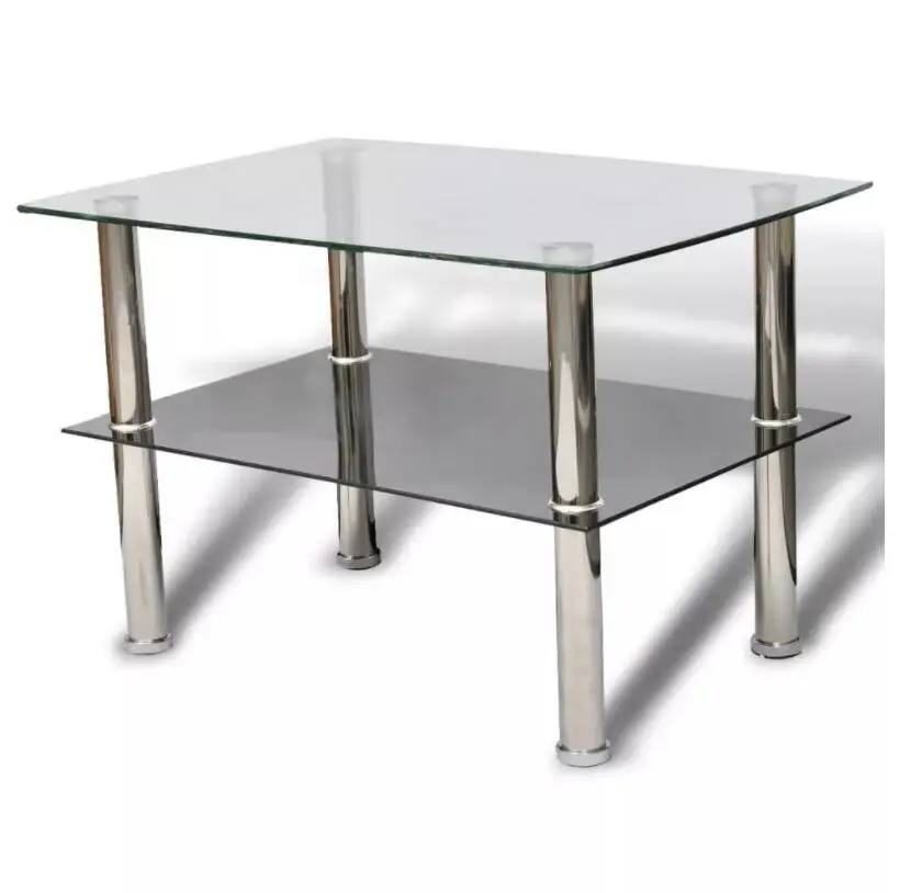 VidaXL Coffee Table With 2 Shelves Glass Tempered Glass Café Tables Suitable For Cafe, Bar, Hotel Office Living Room Furniture VidaXL Coffee Table With 2 Shelves Glass Tempered Glass Café Tables Suitable For Cafe, Bar, Hotel Office Living Room Furniture