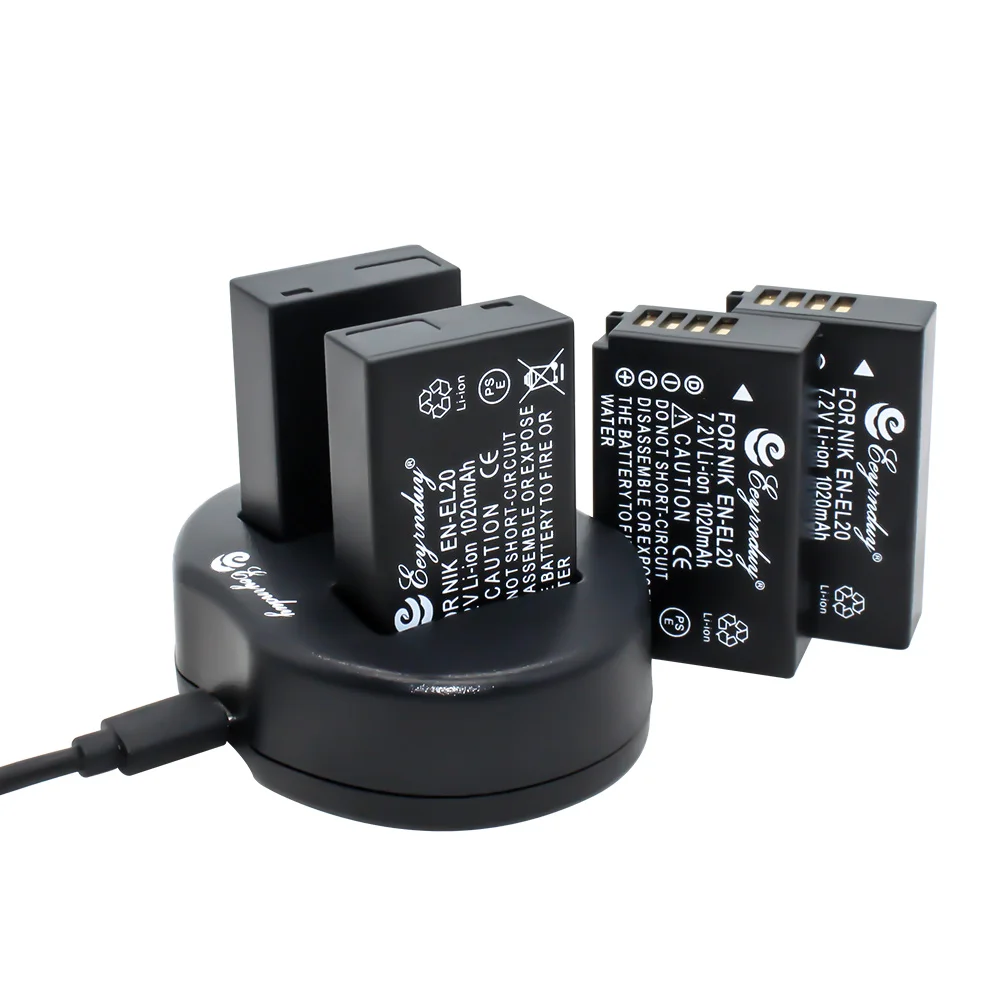4 шт. EN EL20 батарея для камеры ENEL20 + 1 двойное зарядное устройство usb Nikon EL20a J1 J2 J3