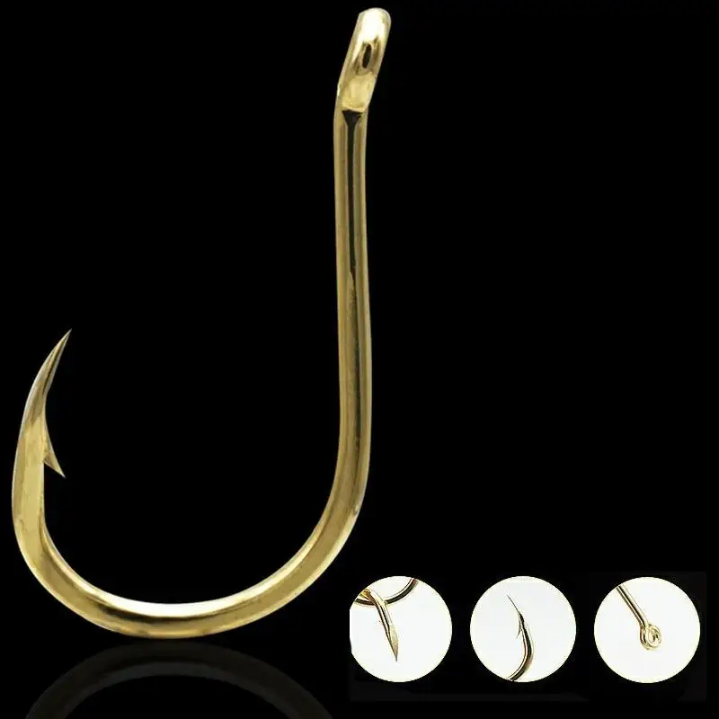 100Pcs/Box High Carbon Steel Gold/Silver Carp Fishing Bait 10 Mixed Sizes 3#-12# Sharpened Ultrapoint Fishing Hook Set