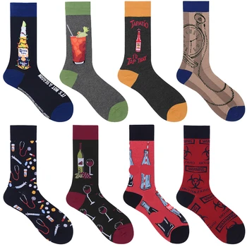 

men cotton happy drinking socks colorful crazy cool beer socks long funny fashion funky socks novelty cozy fun fancy sock cola