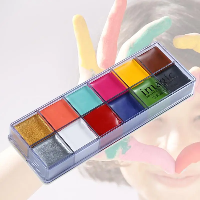 Body Art Face Paint Tray Make Up Stage Kit Party Kids Set 8 Colours