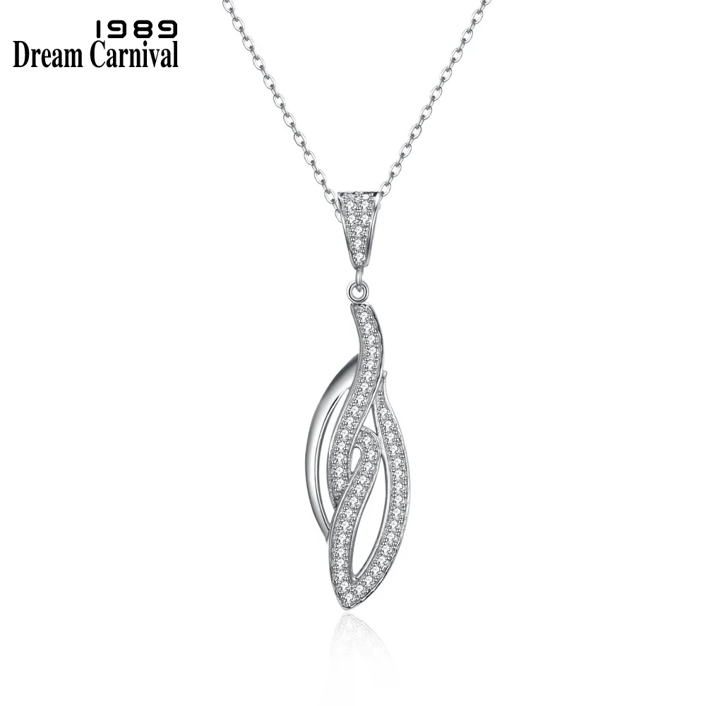 

DreamCarnival 1989 Romantic 925 Sterling Silver Sparkling Zirconia Necklaces Pendants for Women Leaf Wedding Fashion JSZS09736R