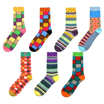 

PEONFLY 2020 Spring Colorful Striped Socks Men Fashion Harajuku Candy Color Plaid Sock Cotton Warm Funny Happy Calcetines Hombre