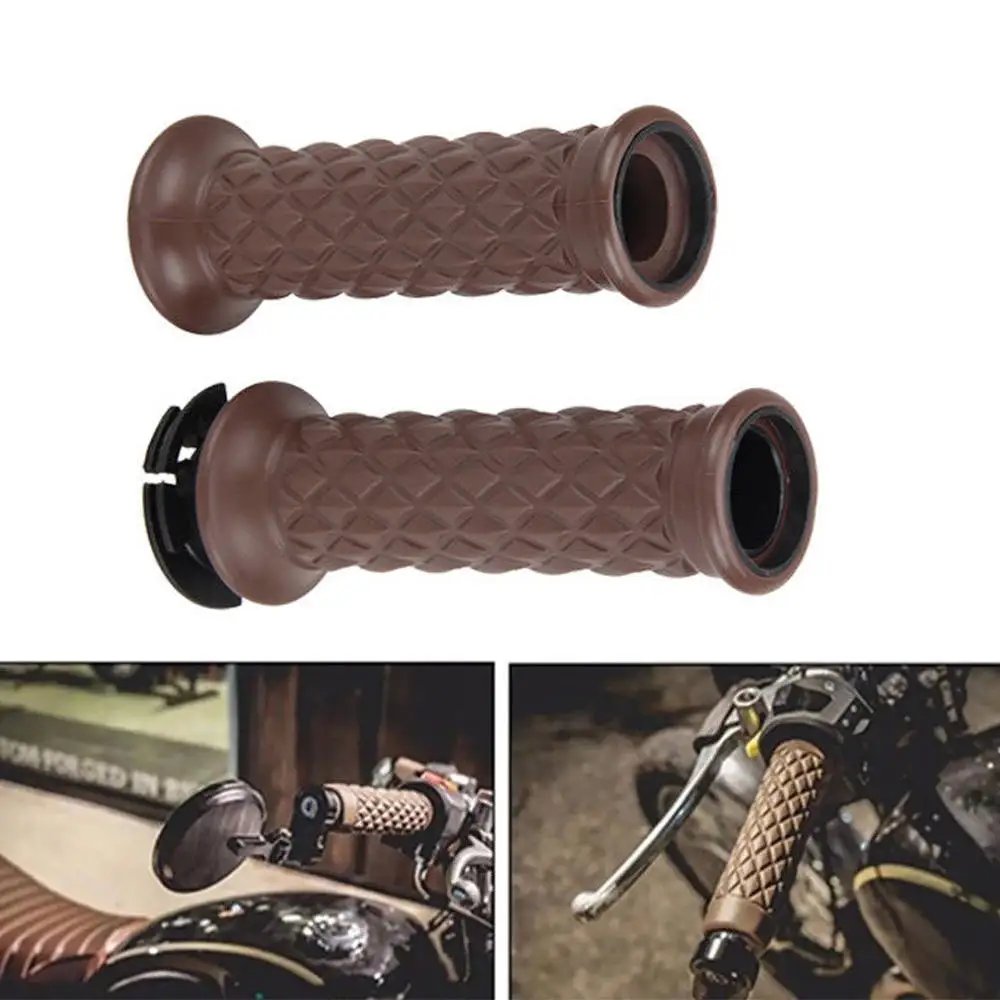 

1 Pair Motorcycle Hand Grip Bar Handlebar End For Cafe Racer Bobber Clubman Plug & Handlebar - Universal 22mm Handle