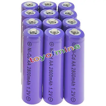 

12pcs AA NiCd 2800mAh 1.2V Rechargeable Battery Garden Solar Light Lamp purple CELL