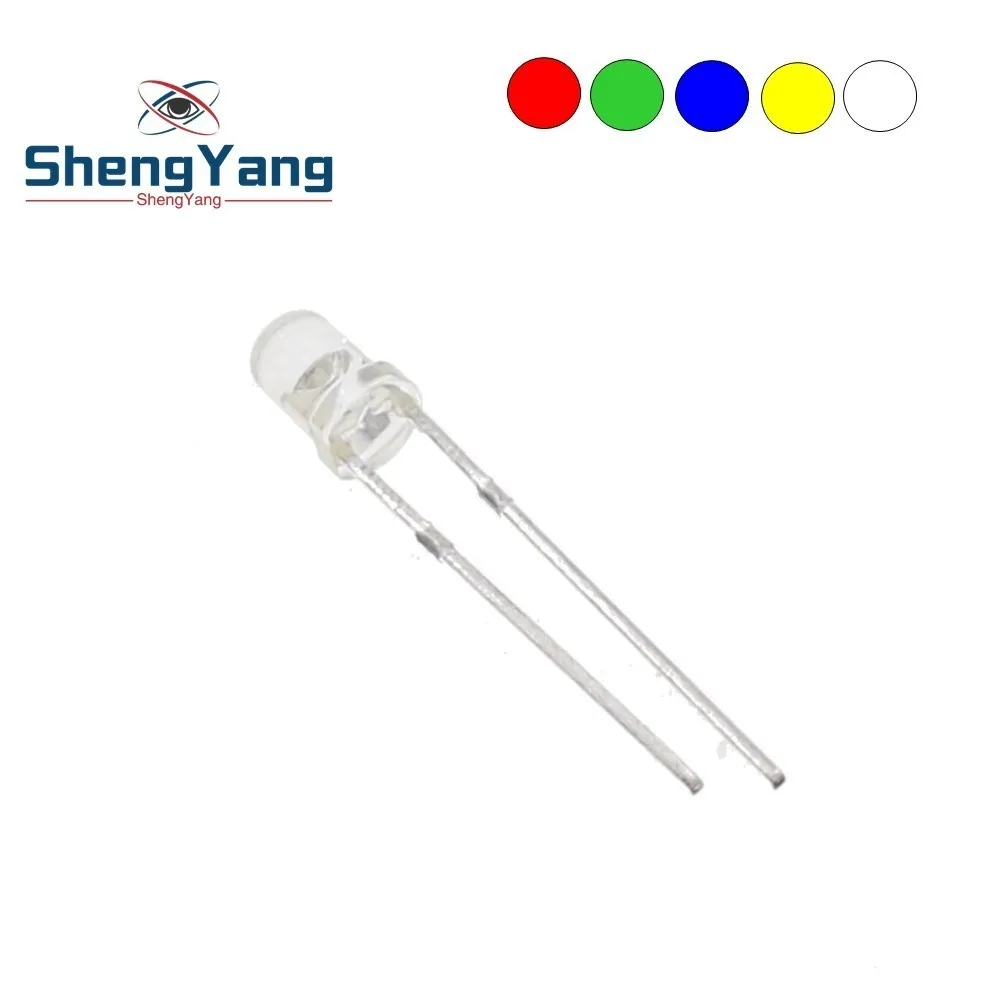

10pcs/lot F3 5 Colors Ultra Bright 3MM Round Water Clear Green/Yellow/Blue/White/Red LED Light Lamp Emitting Diode Dides Kit